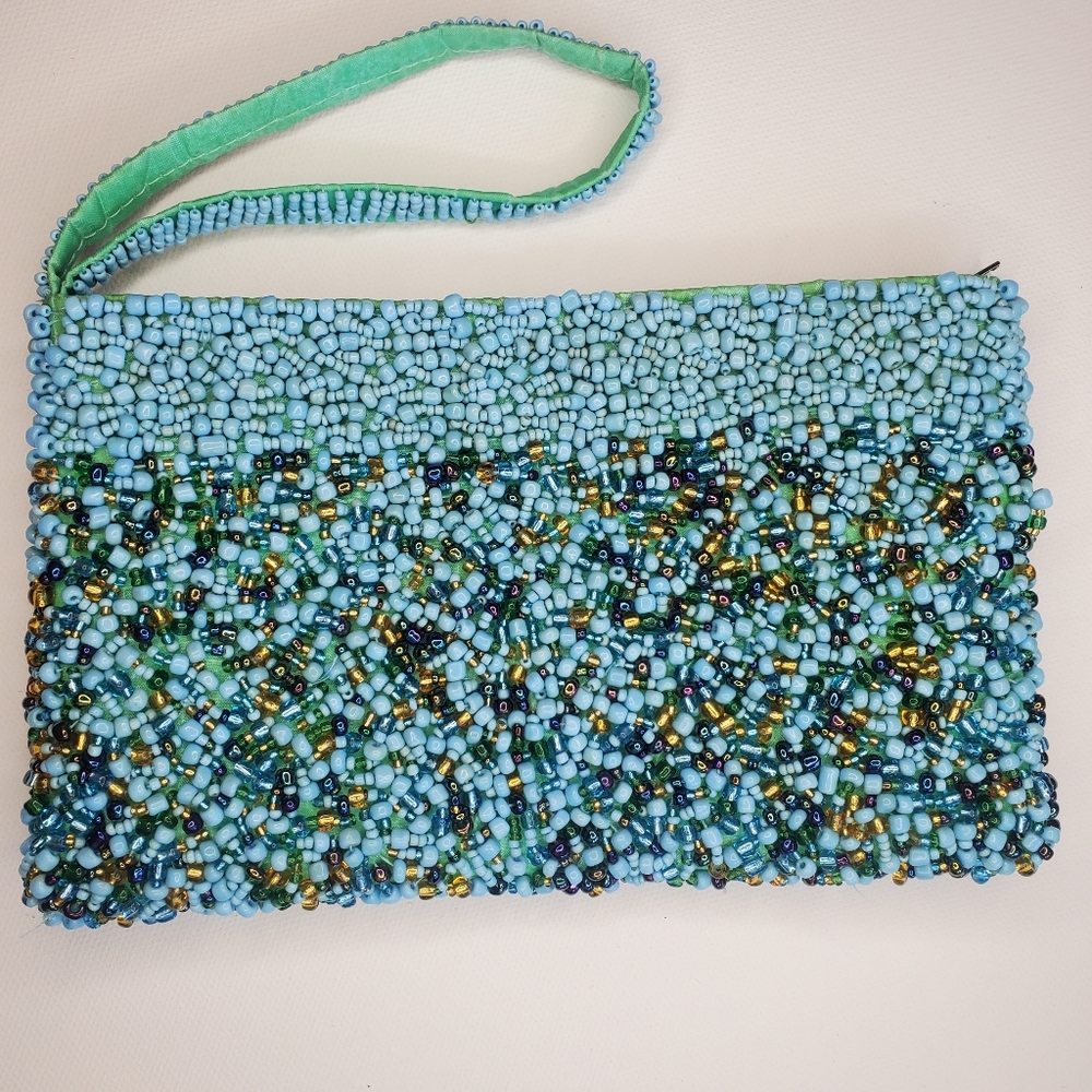 TURQUOISE FULLY BEADED WRISTLET WALLET from Bali Hai